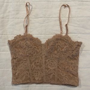 ZARA- pink beige lace corset bralette, size S